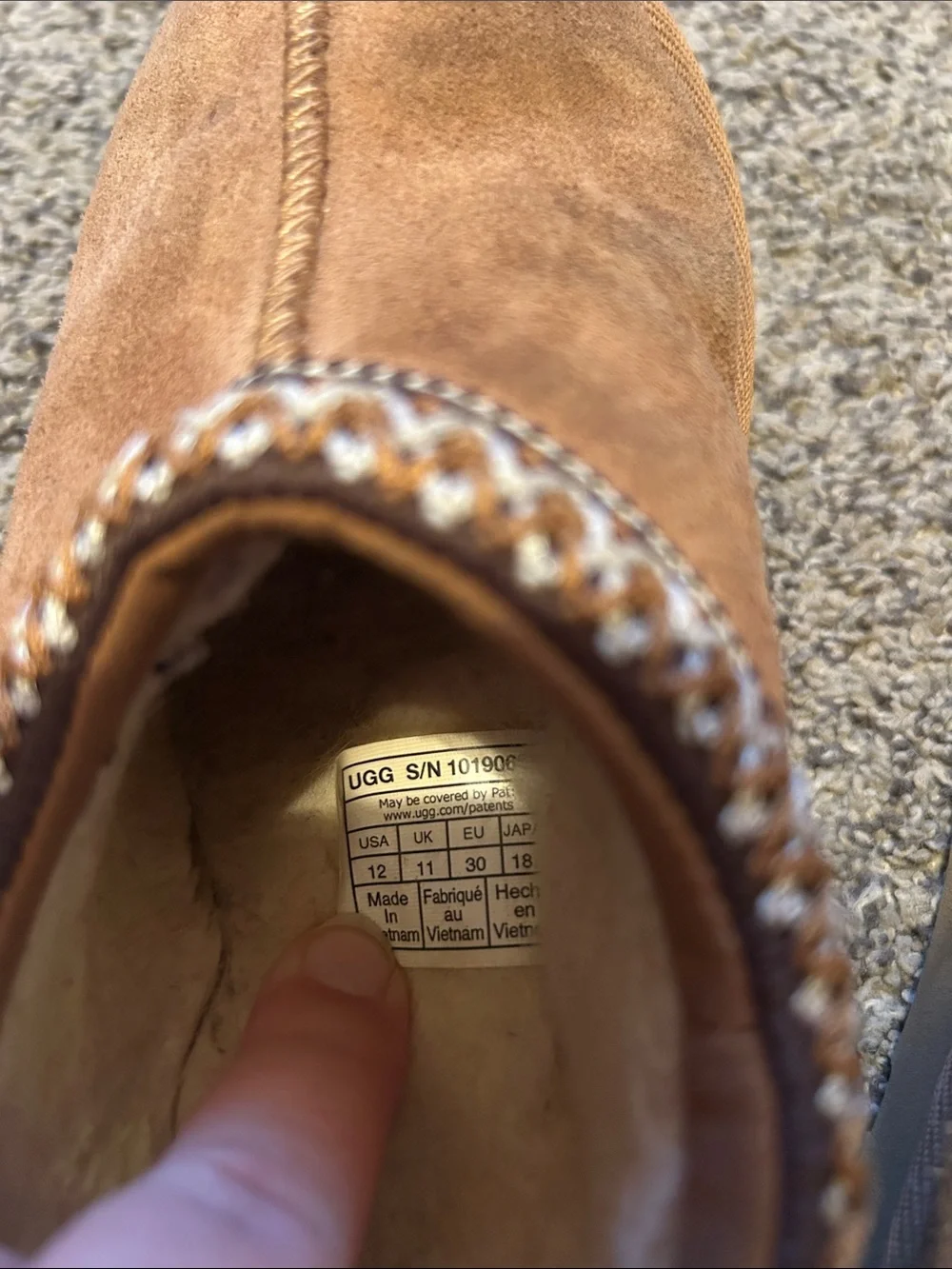 UGG Kids Chestnut Brown Suede Shearling Clog Slippers